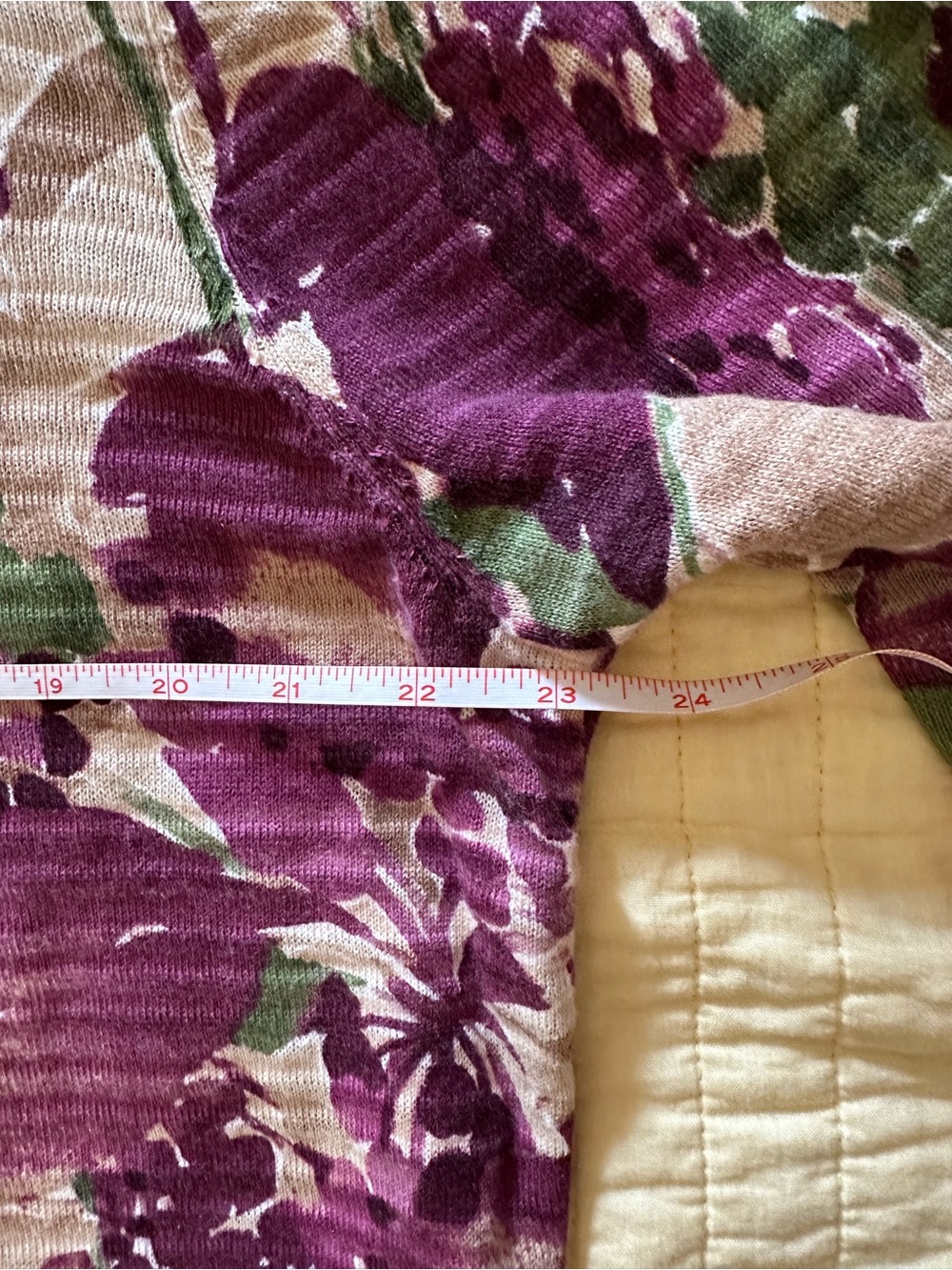 Alfred Dunner Cream Long Sleeve Tee with Purple Floral & Green Leaves - Picture 5 of 8